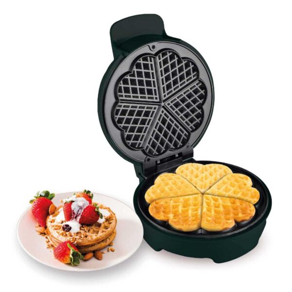 Prepara tus waffles con el corazón, tiene el tamaño perfecto pues cuenta con 20 cm de diámetro y tus waffles quedarán con forma de corazón. Garantía: 2 años.
